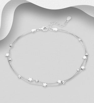mervace italiano Ball and Star Anklet 925 Sterling Silver
