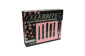 5 in 1 Professional Curling Iron Black & Rose Gold Clip-less Wand Set - Hemp To World