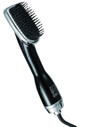 Le Angelique Hot Air Hair Brush 2 In 1 Dryer Styler 110V With Nano & Tourmaline Tech | Ergo Grip, Comfy Bristles, 360° Swivel & Long Cord | Straighten Or Curl (Black) - Hemp To World