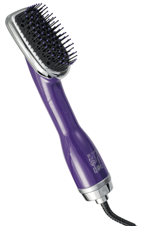 Le Angelique Hot Air Hair Brush 2 In 1 Dryer Styler 110V With Nano & Tourmaline Tech | Ergo Grip, Comfy Bristles, 360° Swivel & Long Cord | Straighten Or Curl (Purple) - Hemp To World