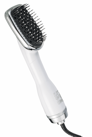Le Angelique Hot Air Hair Brush 2 In 1 Dryer Styler 110V With Nano & Tourmaline Tech | Ergo Grip, Comfy Bristles, 360° Swivel & Long Cord | Straighten Or Curl (White) - Hemp To World