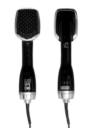 Le Angelique Hot Air Hair Brush 2 In 1 Dryer Styler 110V With Nano & Tourmaline Tech | Ergo Grip, Comfy Bristles, 360° Swivel & Long Cord | Straighten Or Curl (Black) - Hemp To World