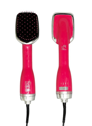 Le Angelique Hot Air Hair Brush 2 In 1 Dryer Styler 110V With Nano & Tourmaline Tech | Ergo Grip, Comfy Bristles, 360° Swivel & Long Cord | Straighten Or Curl (Pink) - Hemp To World