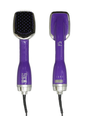 Le Angelique Hot Air Hair Brush 2 In 1 Dryer Styler 110V With Nano & Tourmaline Tech | Ergo Grip, Comfy Bristles, 360° Swivel & Long Cord | Straighten Or Curl (Purple) - Hemp To World