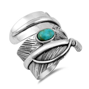 mervace italiano Silver Ring Feather