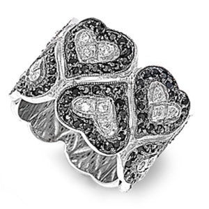 mervace italiano Silver CZ Ring - Interlaced Hearts